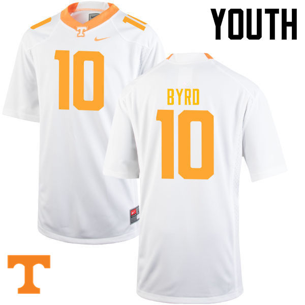 Youth #10 Tyler Byrd Tennessee Volunteers College Football Jerseys-White